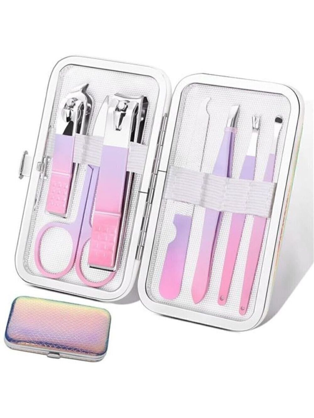Manicure Set Personal Care Nail Clipper Kit Manicure 8 n 1 Pedicure PINK PURPLE
